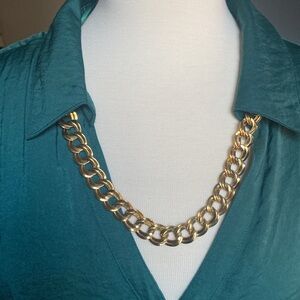 Signed Monet Vintage Gold Tone Link Chain Necklace